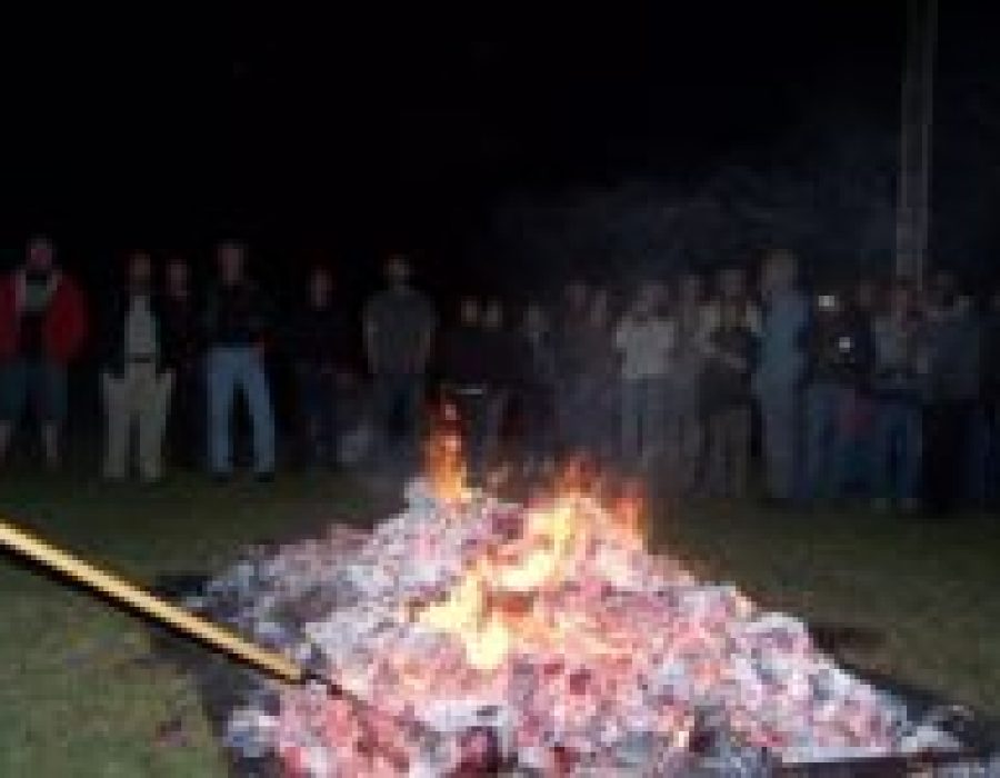 This is showing the hot coals as they were being spread out for the firewalk that was about to happen. 